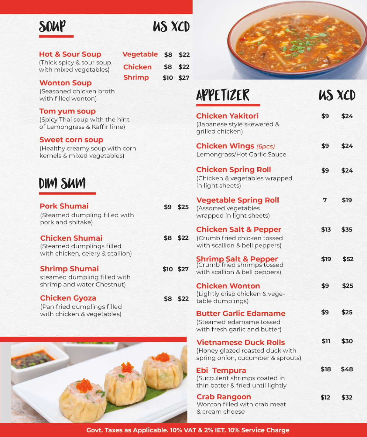 Soups & Poultry Menu